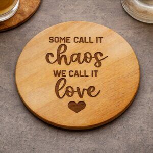 Custom Laser Engraved Wood Coasters - Set of 4 - Choose Love/Valentines Images